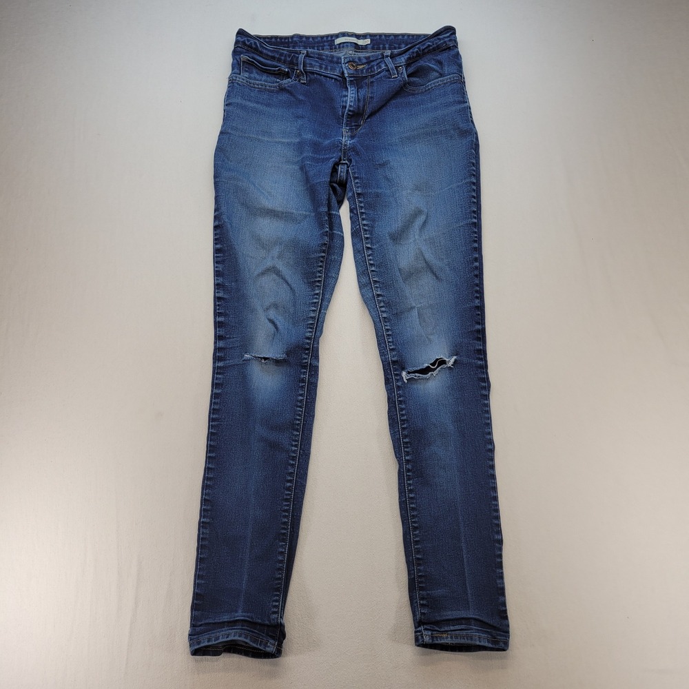 Levi's 711 Skinny Jeans Womens 30 Blue Distressed Mid Rise Denim Pants